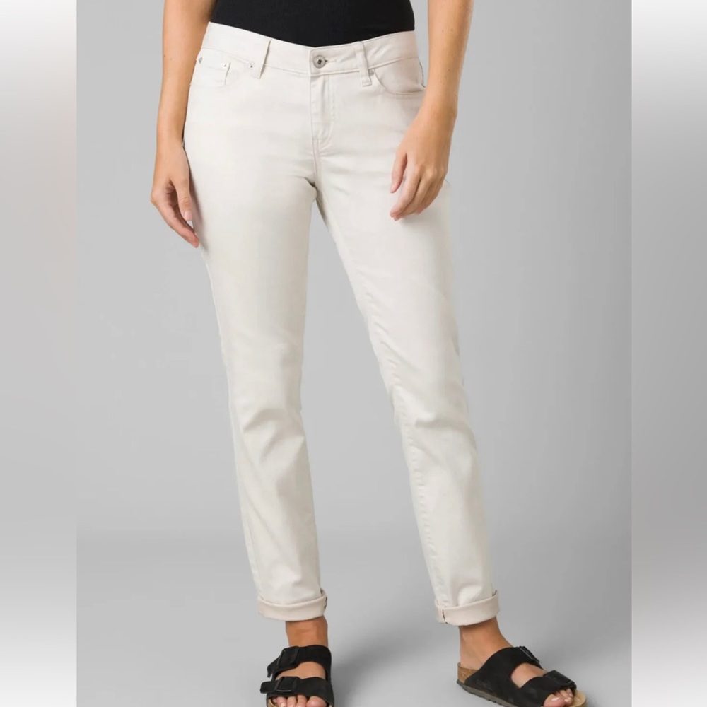 NWT $99 Prana Women's Jeans Kayla Mid Rise in Chalk Pants sz 0 short